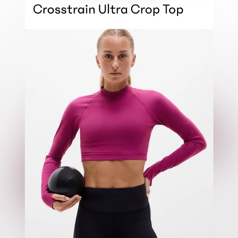 NWT Athleta cross train ultra cropped top shirt long sleeve Fuschia $69 value